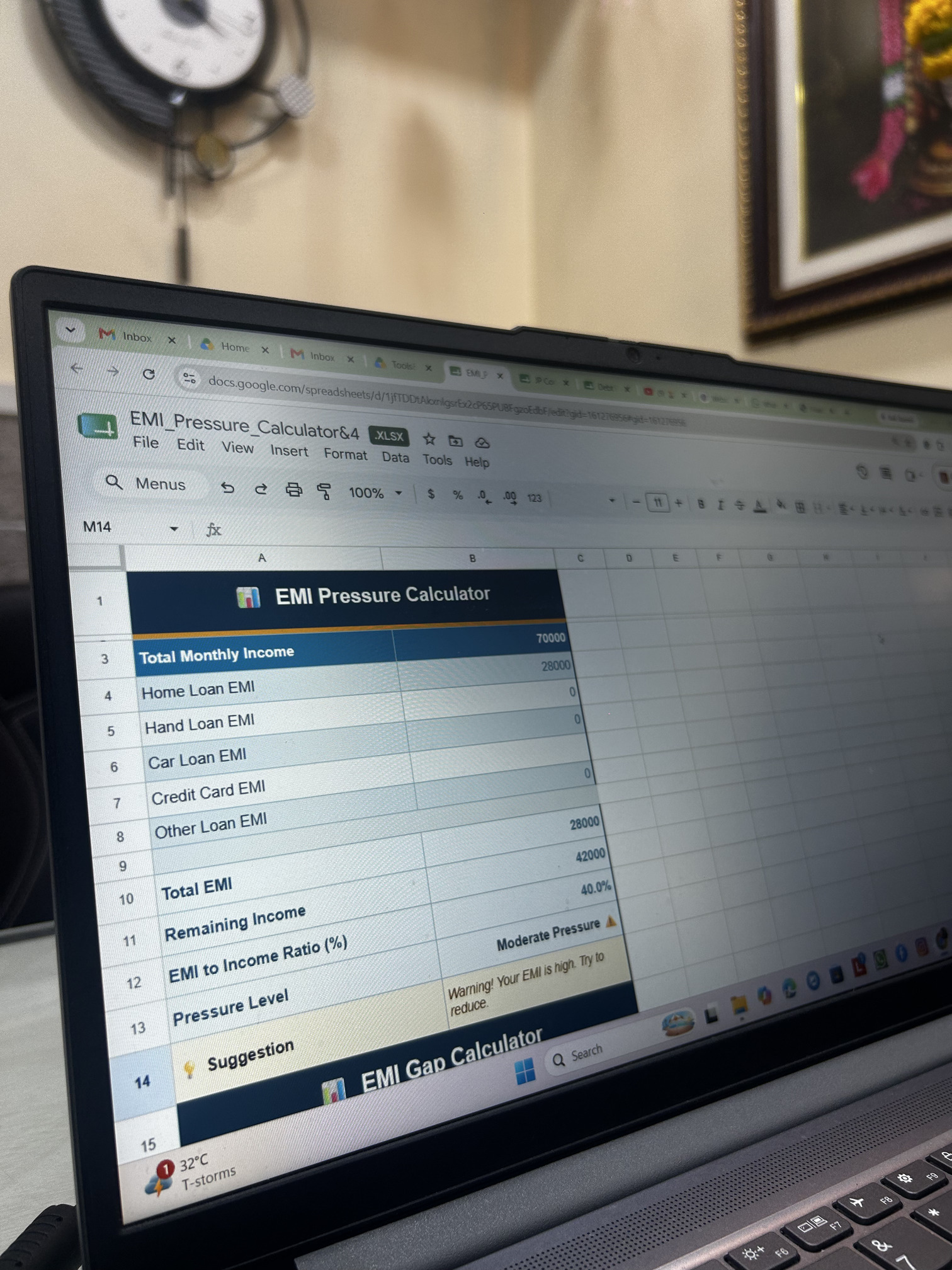 EMI Pressure Analyzer financial planning tool